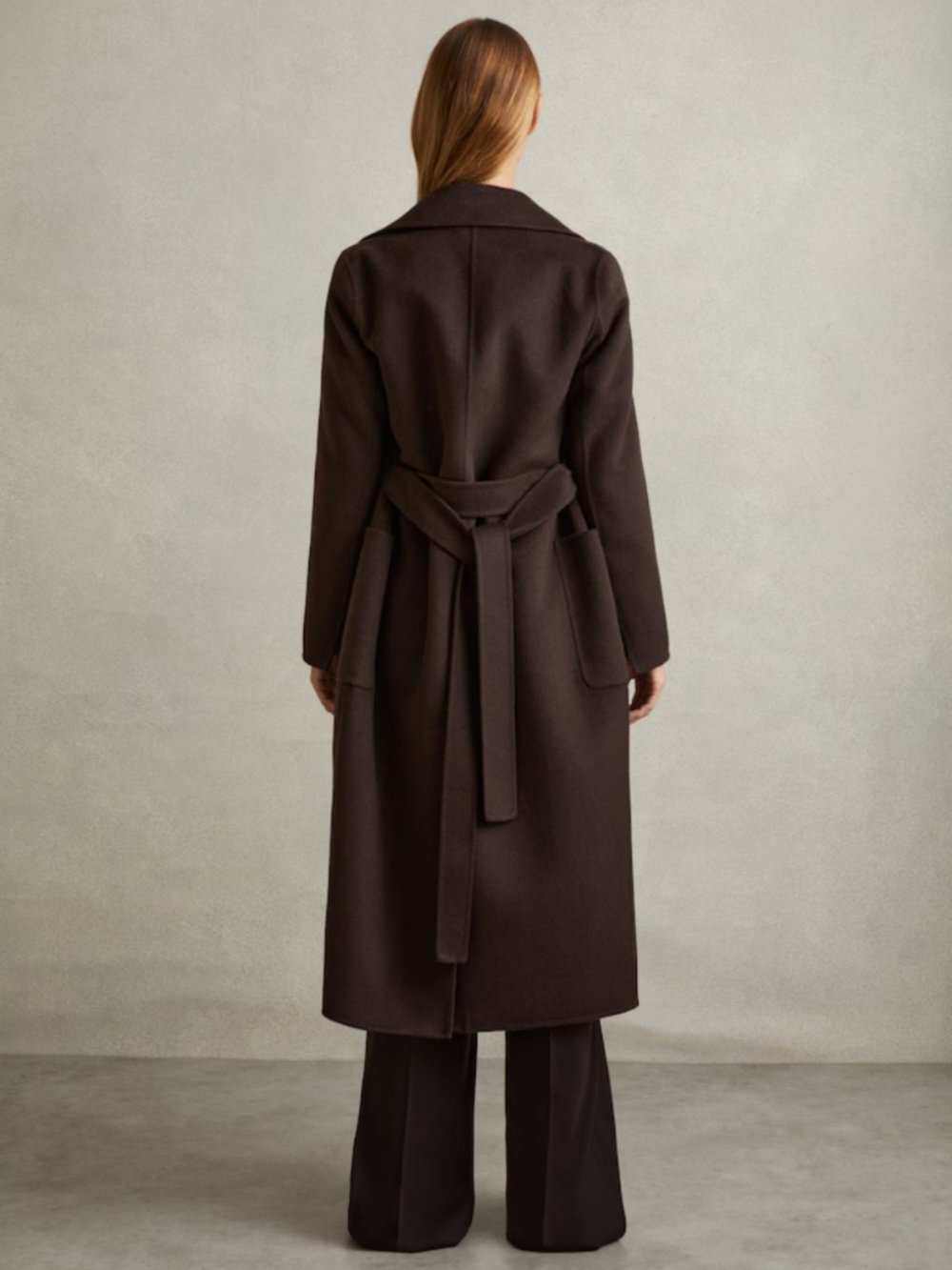 Reiss Lucia Chocolate Wrap Coat Size 6 - Picture 4 of 6